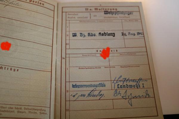 Military record and work book of a soldier